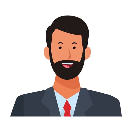 man portrait avatar cartoon character with beard and tie vector illustration graphic designのイラスト素材