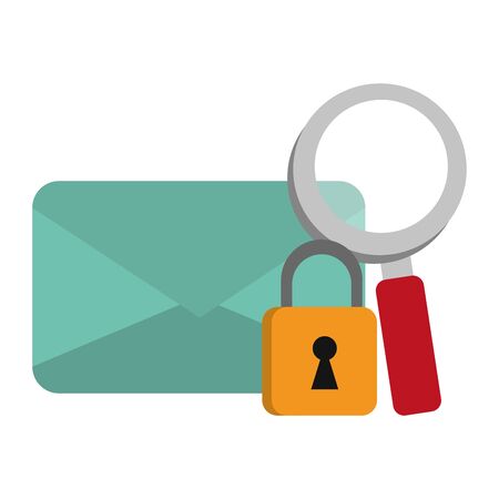 email envelope with padlock and magnifying glass symbols vector illustration graphic designのイラスト素材