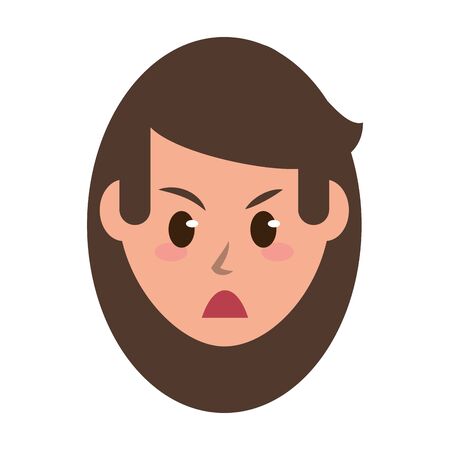 Woman face angry cartoon character isolated vector illustration graphic designのイラスト素材