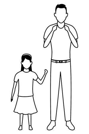 man and child avatar cartoon character  vector illustration graphic designのイラスト素材