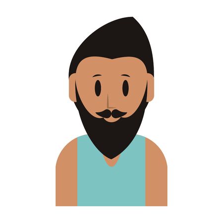 young man person upper body with beard cartoon vector illustration graphic designのイラスト素材