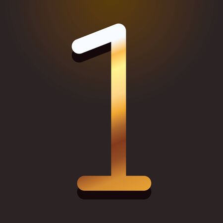 one number gold metallic font with shadow over dark background vector illustrationのイラスト素材