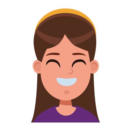 young little kid girl smiling and wearing bandana profile picture avatar cartoon character portrait vector illustration graphic designのイラスト素材