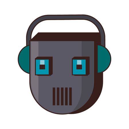 Robot funny character cartoon head isolated vector illustration graphic designのイラスト素材