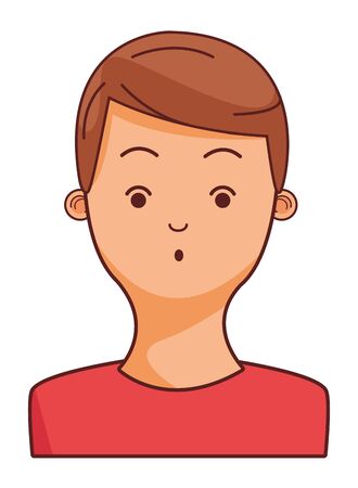 young man face brown hair character cartoon vector illustration graphic designのイラスト素材