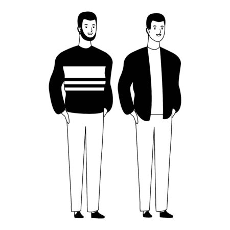 men avatar cartoon character  with fashion casual clothes vector illustration graphic designのイラスト素材