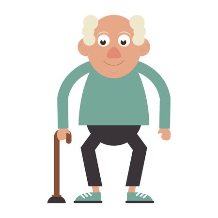 Elderly man grandfather with cane isolated isolated vector illustration graphic designのイラスト素材