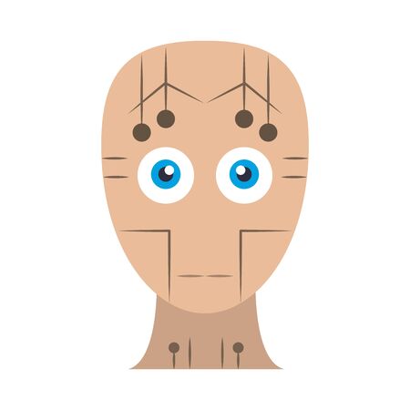 humanoid cyborg front view head with electronic circuit avatar cartoon character vector illustration graphic designのイラスト素材