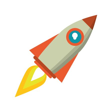 spaceship rocket flying isolated cartoon vector illustration graphic designのイラスト素材