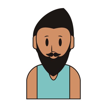 young man person upper body with beard cartoon vector illustration graphic designのイラスト素材