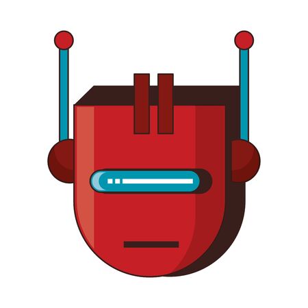 Robot funny character cartoon head isolated vector illustration graphic designのイラスト素材