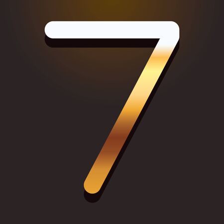seven number gold metallic font with shadow over dark background vector illustrationのイラスト素材