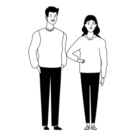 couple avatar cartoon character  with fashion casual clothes vector illustration graphic designのイラスト素材