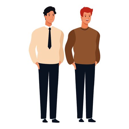 men avatar cartoon character  with fashion casual clothes and business suit vector illustration graphic designのイラスト素材
