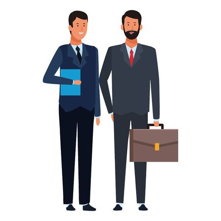 businessmen avatar cartoon character with briefcase and documents folder vector illustration graphic designのイラスト素材