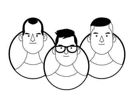 Young people face cartoons round icons vector illustration graphic designのイラスト素材