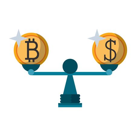 Cryptocurreny and money in balance symbol isolated vector illustration graphic designのイラスト素材