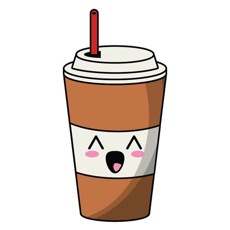 Ice coffee cup cute  cartoon vector illustration graphic designのイラスト素材