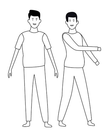 Friends men greeting and smiling vector illustration graphic designのイラスト素材