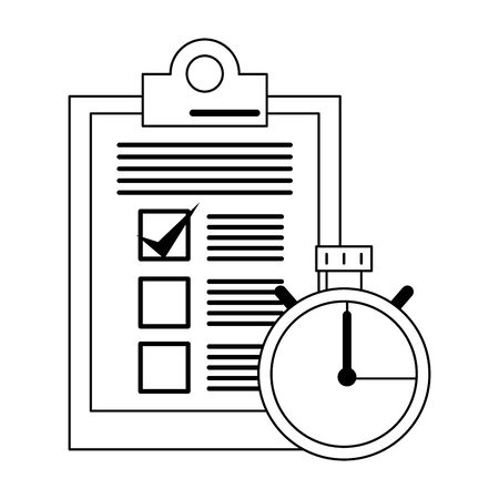 Clipboard checklist document and timer symbol vector illustration graphic designのイラスト素材