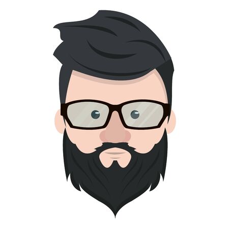 Hipster guy face with fashion glasses and beard cartoon vector illustration graphic designのイラスト素材