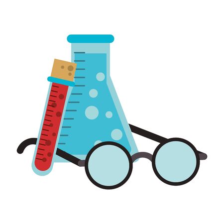Medical healthcare supplies blood test tube with glasses and flask vector illustration graphic designのイラスト素材