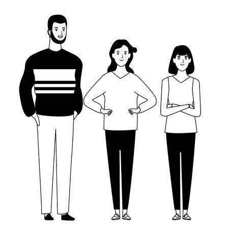 group of friends avatar cartoon character with fashion casual clothes  vector illustration graphic designのイラスト素材
