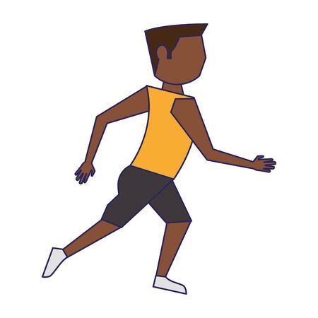 fitness man running avatar cartoon vector illustration graphic designのイラスト素材