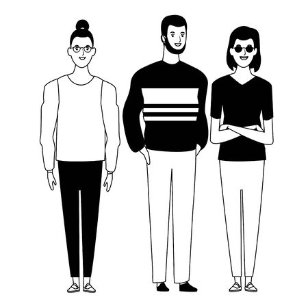 group of friends avatar cartoon character with fashion casual clothes  vector illustration graphic designのイラスト素材