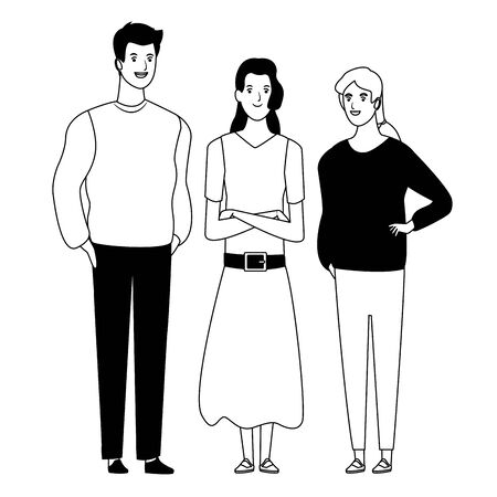 group of friends avatar cartoon character with fashion casual clothes  vector illustration graphic designのイラスト素材