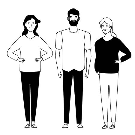 group of friends avatar cartoon character with fashion casual clothes  vector illustration graphic designのイラスト素材