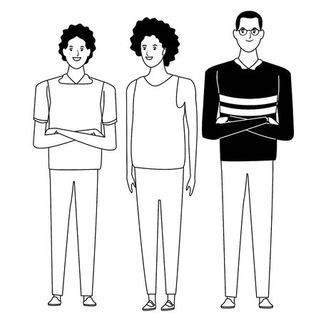 group of friends avatar cartoon character with fashion casual clothes  vector illustration graphic designのイラスト素材