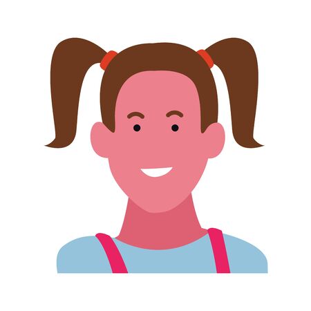Kid girl smiling face profile vector illustration graphic designのイラスト素材
