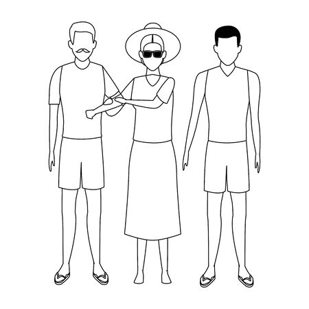 summer vacation people family cartoon vector illustration graphic designのイラスト素材