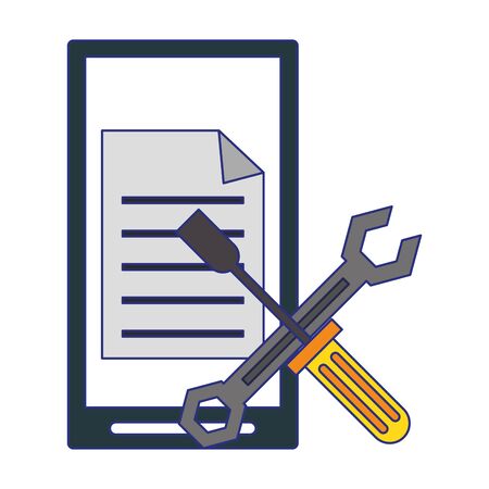Business and office technology smartphone with document and tools vector illustration graphic designのイラスト素材