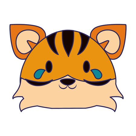 Cute tiger crying animal cartoon  vector illustration graphic designのイラスト素材