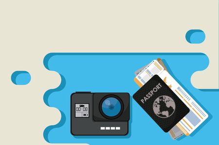 Travel and tourism elements over blue and white background vector illustration graphic designのイラスト素材