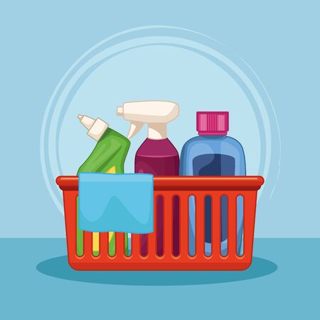 housekeeping cleaning elements products bucket cartoon vector illustration graphic designのイラスト素材