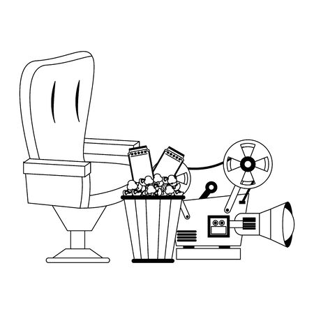 Cinema equipment and movies cartoons vector illustration graphic designのイラスト素材