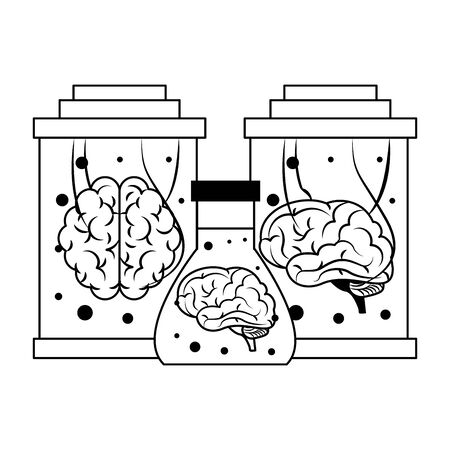 artificial intelligence concept with brain into test tube and brain into maintenance cylinder icon cartoon vector illustration graphic designのイラスト素材
