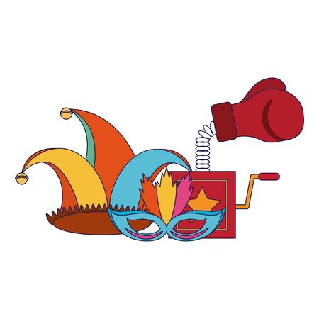 Joke suprise box and mask with jester hat Designeのイラスト素材