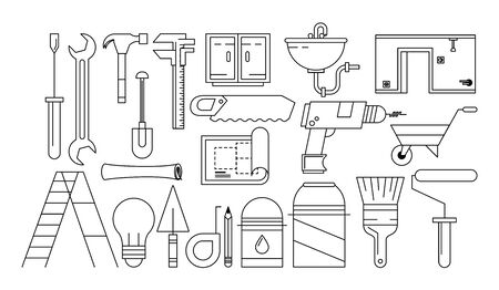 Construction tools and elements cartoons vector illustration graphic designのイラスト素材