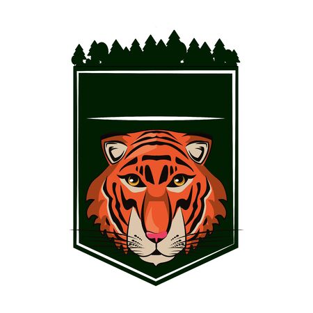 Tiger face cool sketch on forest frame vector illustration graphic designのイラスト素材