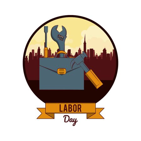 Labor day may eleven card with ribbon banner vector illustration graphic designのイラスト素材
