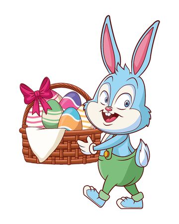 Cute easter bunny celebration with egg basket happy vector illustration graphic designのイラスト素材