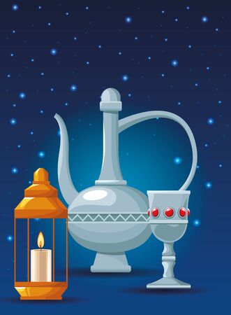 arabic elements icons cartoon lamps vector illustration graphic designのイラスト素材