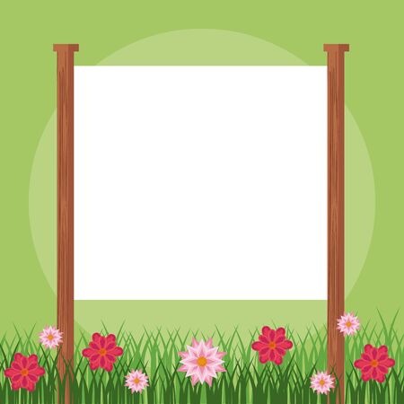 Blank frame sign in floral garden vector illustration graphic designのイラスト素材