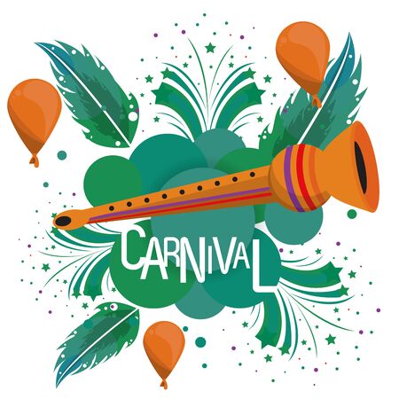 Carnival festival card banner h feathers and balloons h horn vector illustration graphic designのイラスト素材