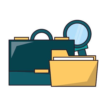 Business briefcase folder and magnifying glass vector illustration graphic designのイラスト素材