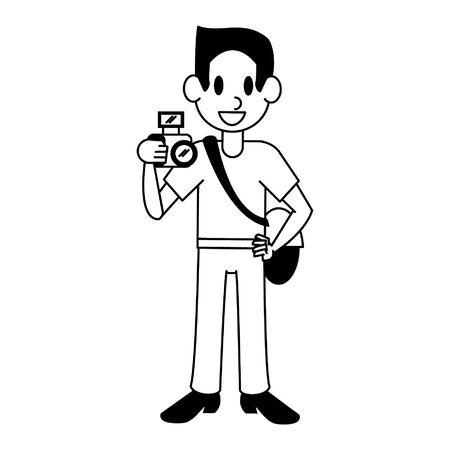 Photographer with camera character  worker cartoon vector illustration graphic designのイラスト素材